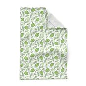 Monstera Leafy pattern Green on White