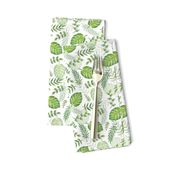 Monstera Leafy pattern Green on White