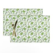 Monstera Leafy pattern Green on White