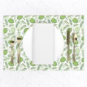 Monstera Leafy pattern Green on White