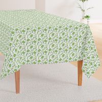 Monstera Leafy pattern Green on White