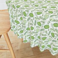 Monstera Leafy pattern Green on White