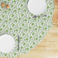 Monstera Leafy pattern Green on White