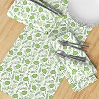 Monstera Leafy pattern Green on White