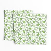 Monstera Leafy pattern Green on White