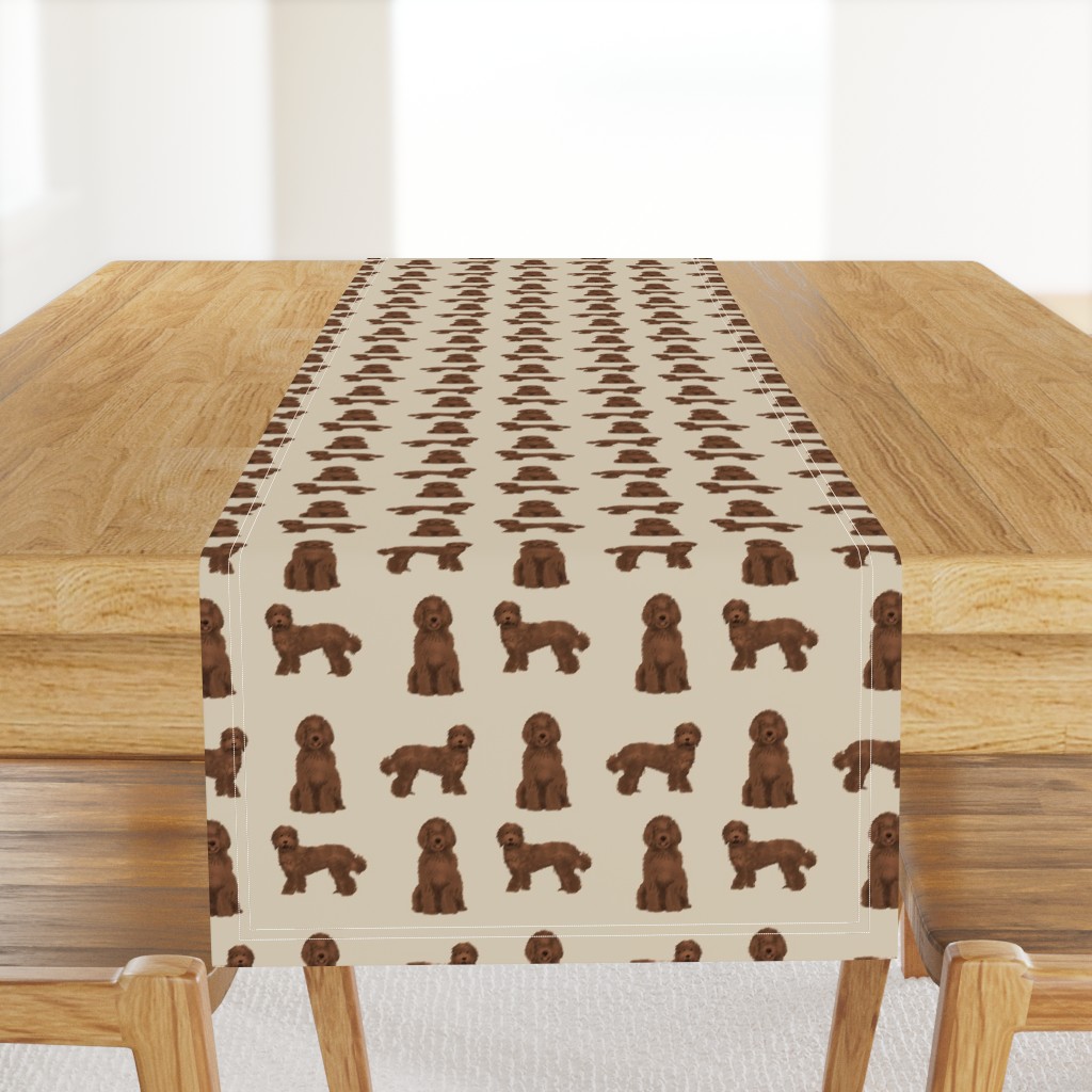 labradoodle dog fabric - chocolate labradoodles design - tan