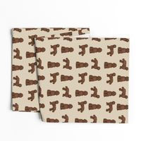 labradoodle dog fabric - chocolate labradoodles design - tan
