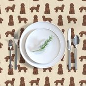 labradoodle dog fabric - chocolate labradoodles design - tan