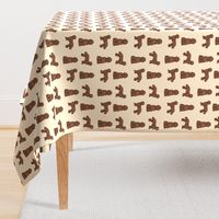 labradoodle dog fabric - chocolate labradoodles design - tan