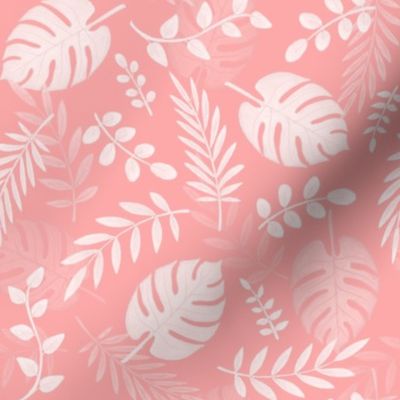 Leafy pattern pastel salmon