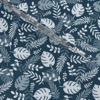 Leafy pattern navy