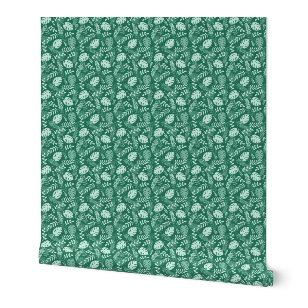 Leafy pattern emerald green