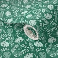 Leafy pattern emerald green