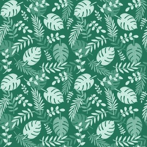 Leafy pattern emerald green