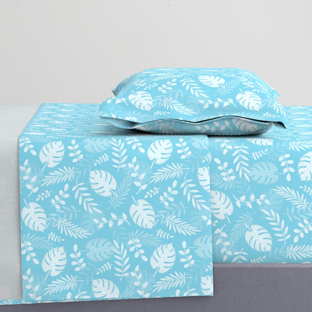 Leafy pattern pastel light blue