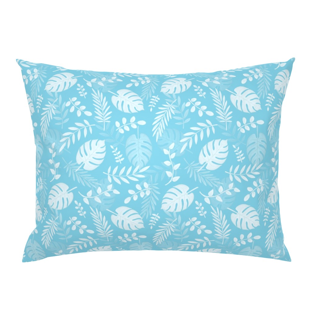 Leafy pattern pastel light blue