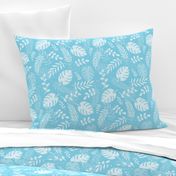 Leafy pattern pastel light blue