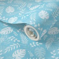 Leafy pattern pastel light blue