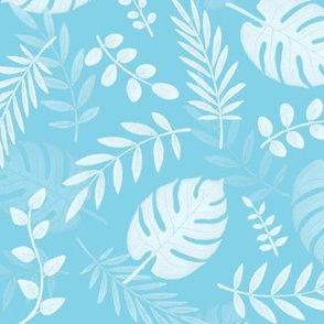 Leafy pattern pastel light blue