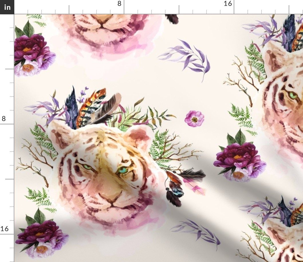 14" Boho Lilac Tiger - Ivory
