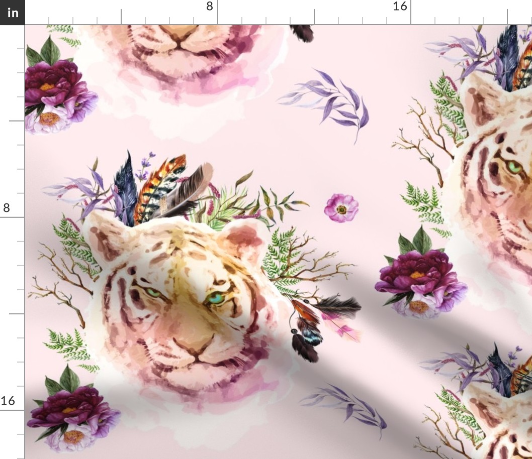 14" Boho Lilac Tiger - Pink