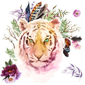 14" Boho Lilac Tiger - White