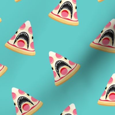 pizza shark (pink pepperoni)  - aqua