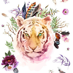 42” x 36” Boho Lilac Tiger