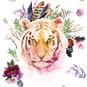 56" x 36" Boho Lilac Tiger