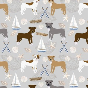 pitbull coastal themed dog breed pet fabric grey