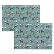 pitbull nautical dog breed fabric blue