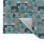 pitbull nautical dog breed fabric blue