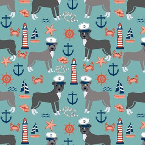 pitbull nautical dog breed fabric blue