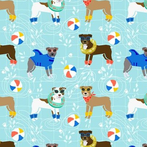 pitbull pool party summer sun dog breed fabrics light blue