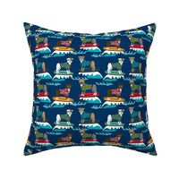 pitbull surfing summer beach dog breed pibble fabric navy