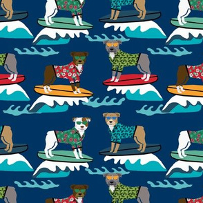 pitbull surfing summer beach dog breed pibble fabric navy