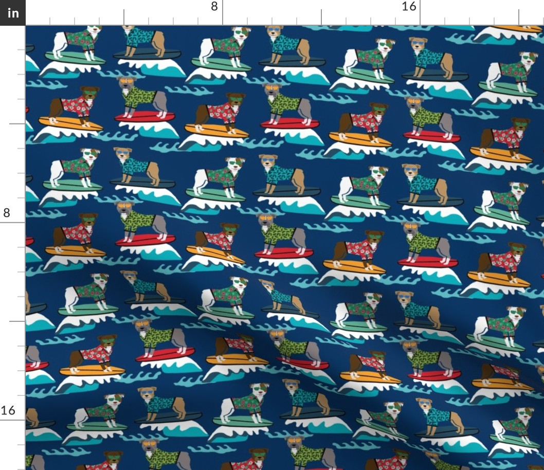 pitbull surfing summer beach dog breed pibble fabric navy