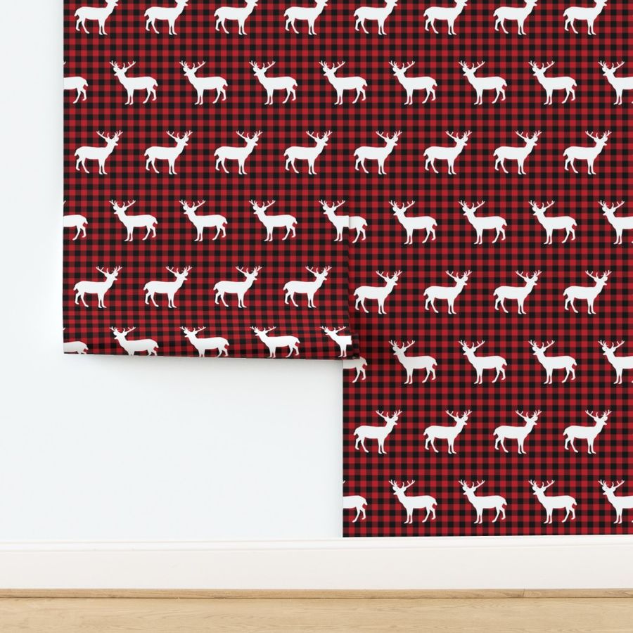 buffalo plaid deer trees deer deer silhouette christmas deer