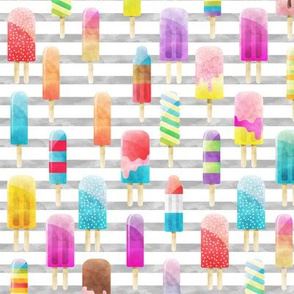 Summer Popsicles on Grey Stripe B