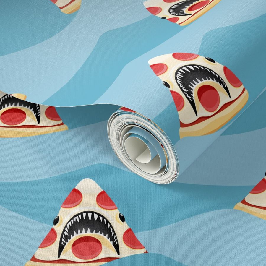 pizza shark - swimming  light blue