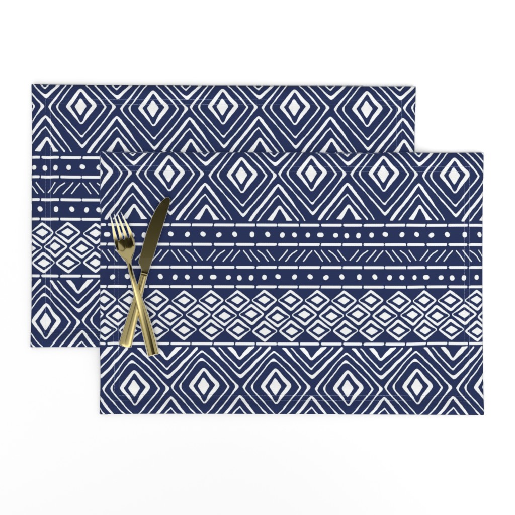 Ornate Mud Cloth - Navy // Large