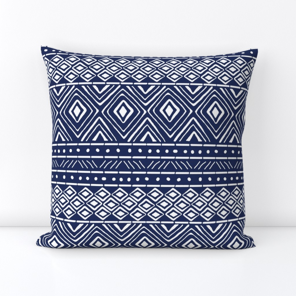 Ornate Mud Cloth - Navy // Large