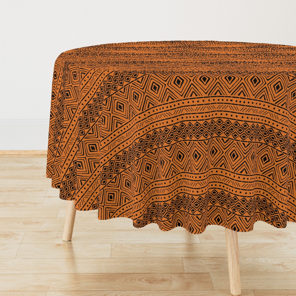 Ornate Mud Cloth - Orange // Large