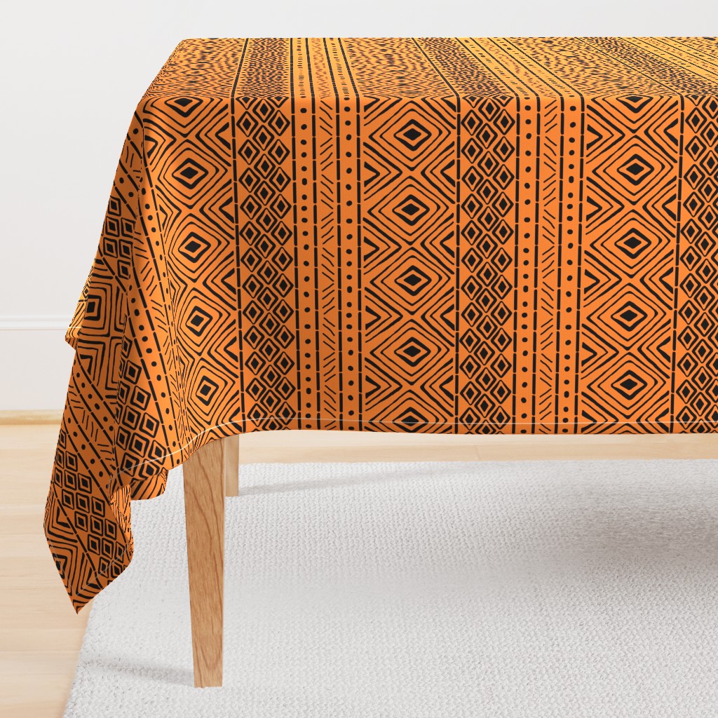 Ornate Mud Cloth - Orange // Large