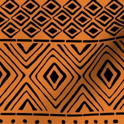 Ornate Mud Cloth - Orange // Large