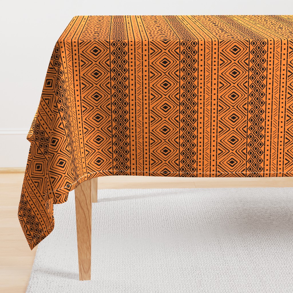 Ornate Mud Cloth - Orange // Small