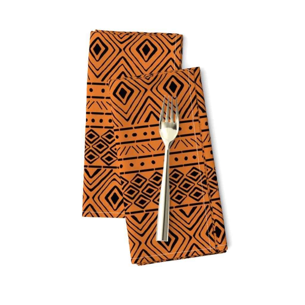 Ornate Mud Cloth - Orange // Small