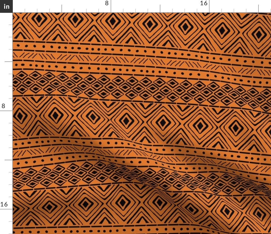 Ornate Mud Cloth - Orange // Small