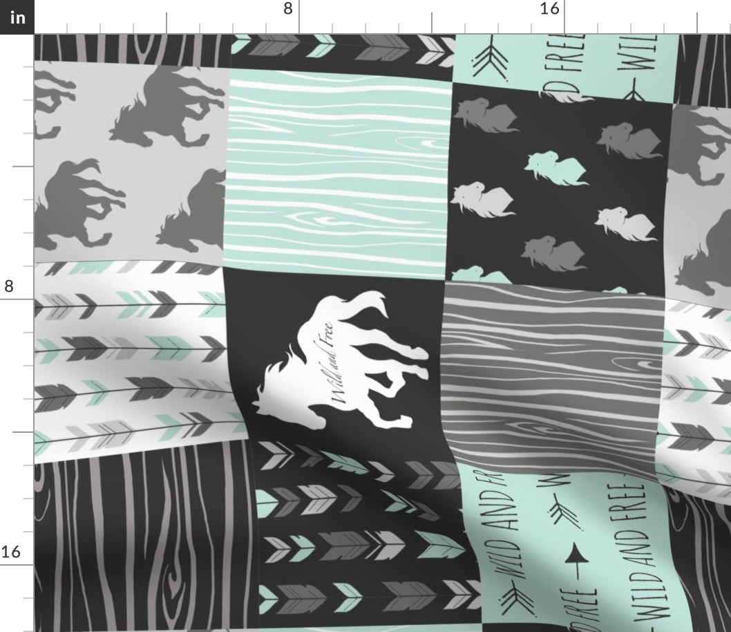Horse Patchwork - Mint, Black And grey - ROT