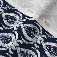 Blue and White China Abstract Motif White on Blue